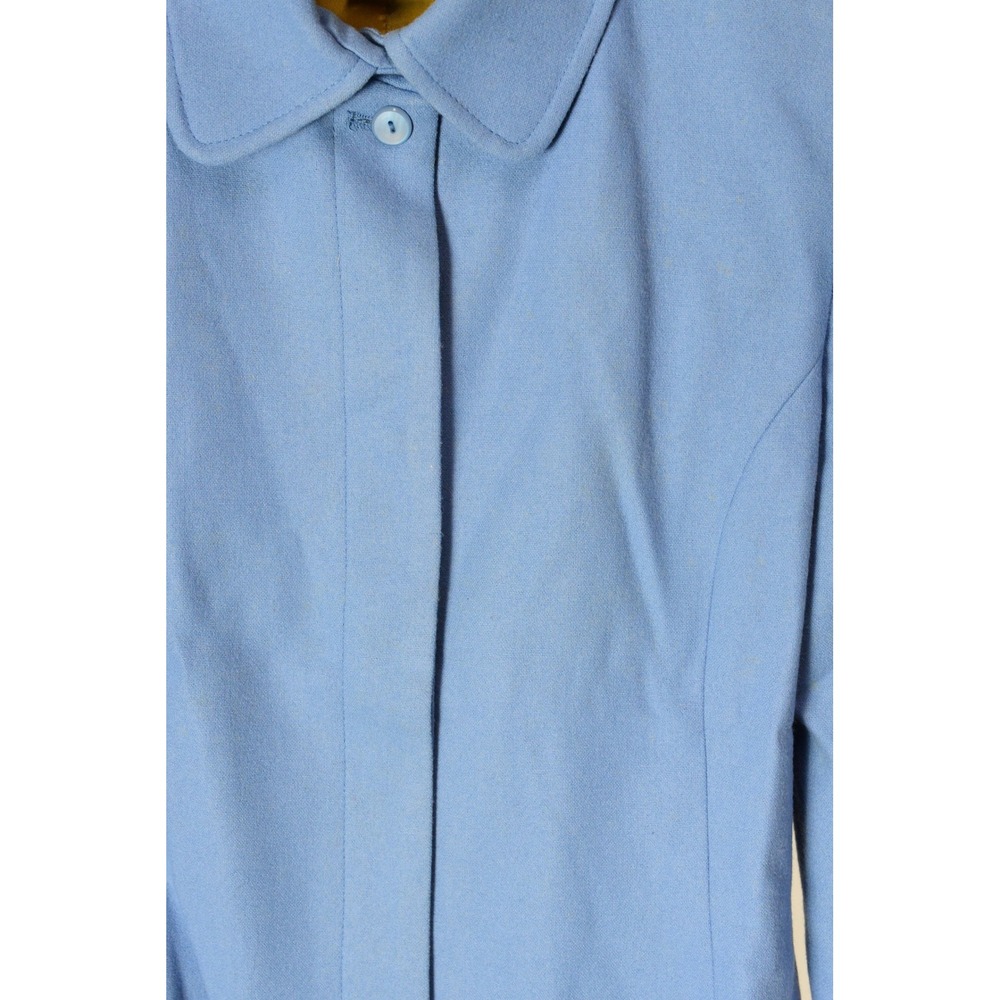 Vintage Periwinkle Blue Wool Blazer Womens 8 Harve Benard Covered Buttons Seamed - Picture 5 of 9